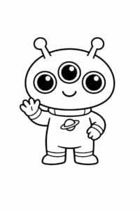 tegning af alien med tre øjne – cute kawaii