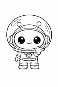 tegning af sød alien med stor hjelm – chibi