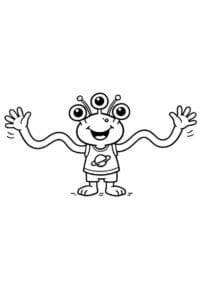tegning af sjov alien med lange arme – doodle art