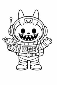 tegning af Labubu i en rumdragt – space cartoon