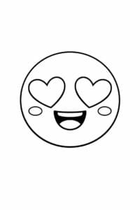 tegning af smiley ansigt med hjerteøjne – cute kawaii
