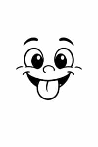 tegning af glad ansigt med tunge ud – playful cartoon