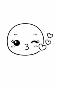 tegning af ansigt der sender kys – cute kawaii