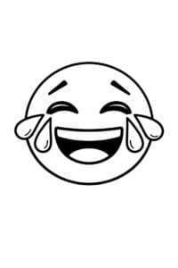 tegning af ansigt der græder af grin – emoji style