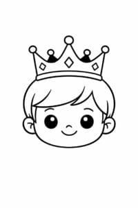 tegning af ansigt med krone – cute cartoon