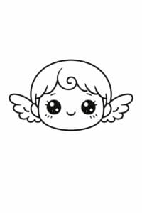 tegning af ansigt med små vinger – dreamy kawaii