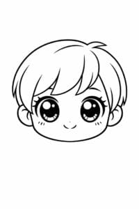 tegning af ansigt med store øjne – chibi