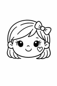 tegning af ansigt med hjerte på kinden – cute doodle