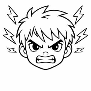 tegning af ansigt med små lyn - comic style