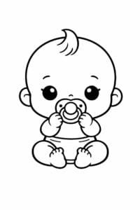 tegning af baby med sut – cute kawaii