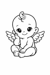 tegning af baby med små vinger – dreamy illustration