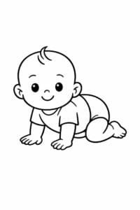 tegning af baby der kravler – simple illustration