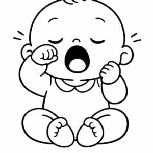 tegning af baby der gaber - pastel cute