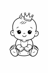 tegning af baby med lille krone – cute illustration