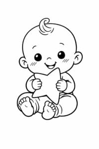 tegning af baby der holder en stjerne – whimsical illustration