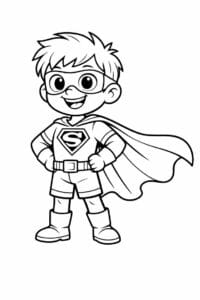 tegning af dreng med superheltekappe – superhero cartoon
