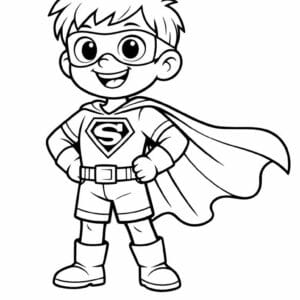 tegning af dreng med superheltekappe - superhero cartoon