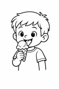 tegning af dreng der spiser is – cute cartoon