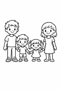 tegning af familie der holder i hånd – cute cartoon