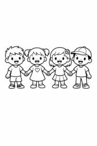tegning af venner der holder i hånd – cute cartoon