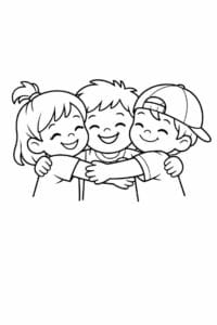 tegning af venner der krammer – soft illustration