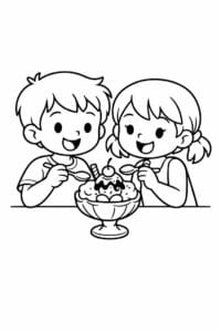 tegning af venner der deler en is – cute illustration