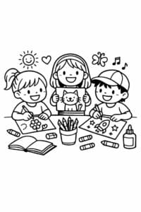 tegning af venner der tegner sammen – doodle art