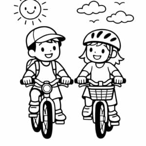 tegning af venner der cykler sammen - simple illustration