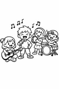 tegning af venner der spiller musik – kids cartoon