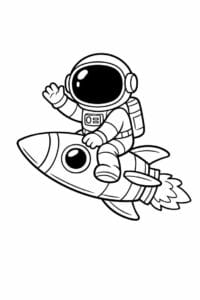 tegning af astronaut der rider på en raket – fun cartoon