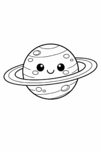 tegning af planet med ringe – cute cartoon