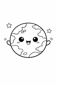 tegning af smilende planet – kawaii