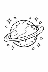 tegning af planet med små stjerner omkring – dreamy illustration