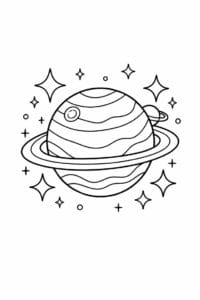 tegning af planet med glitrende stjerner – fantasy cute