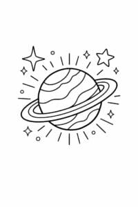 tegning af planet med stjerneglød – dreamy cartoon