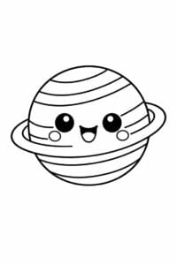 tegning af planet der smiler – kawaii illustration