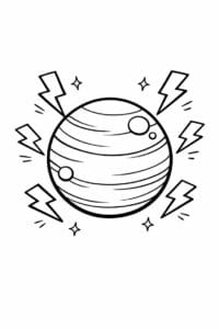 tegning af planet med små lyn – comic style