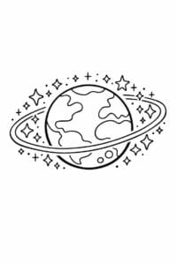 tegning af planet med halo af stjerner – magical illustration