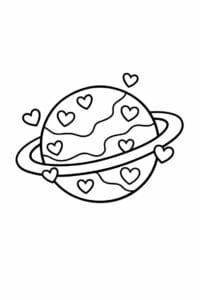 tegning af planet med små hjerter – sticker style
