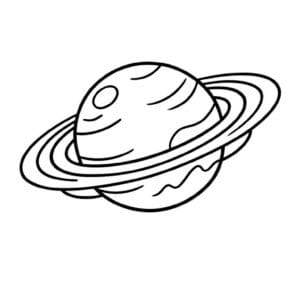tegning af planet med spiralringe - doodle art