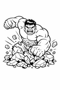 tegning af Hulk der knuser sten – comic art