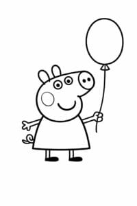 tegning af Gurli Gris med ballon – cute illustration
