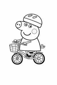 tegning af Gurli Gris på cykel – kids illustration