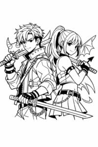 tegning af Kpop demon hunter med sværd – anime style