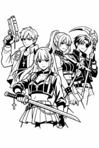 tegning af kpop demon hunter gruppe – kpop anime