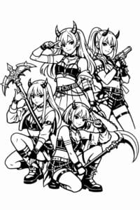 tegning af demon hunter idol pose – anime illustration