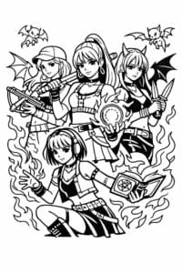 tegning af demon hunter med magi – fantasy style