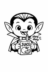 tegning af Vampyr der drikker juice – cute cartoon