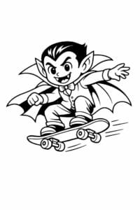 tegning af Vampyr på skateboard – comic style