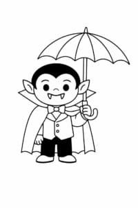 tegning af Vampyr med paraply – flat illustration
